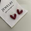 French Retro Red Bean Stud Earrings - Minimalist & Versatile for Women, Perfect for Christmas & New Year