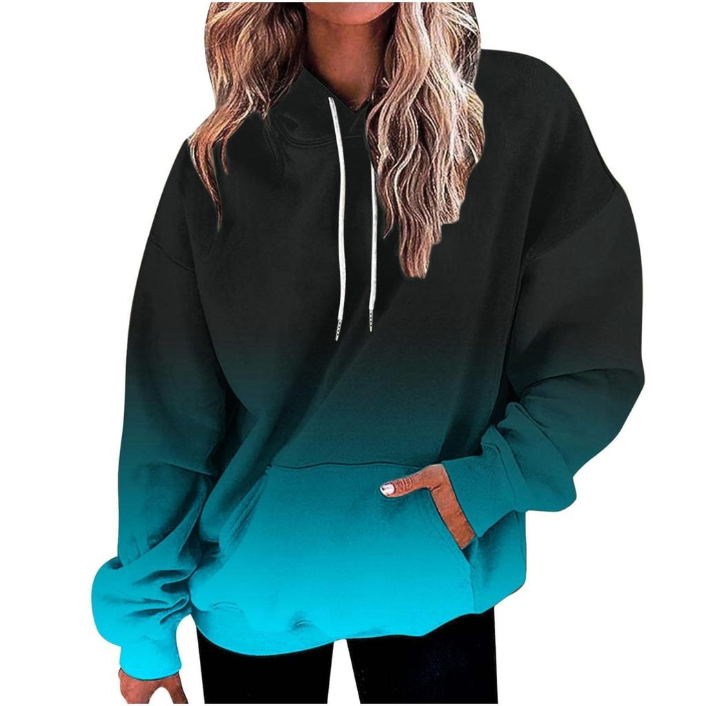 Kids 3D Gradient Printed Long Sleeve Loose Hooded Sweatshirt Simple Girl Casual Long Sleeve Pullover