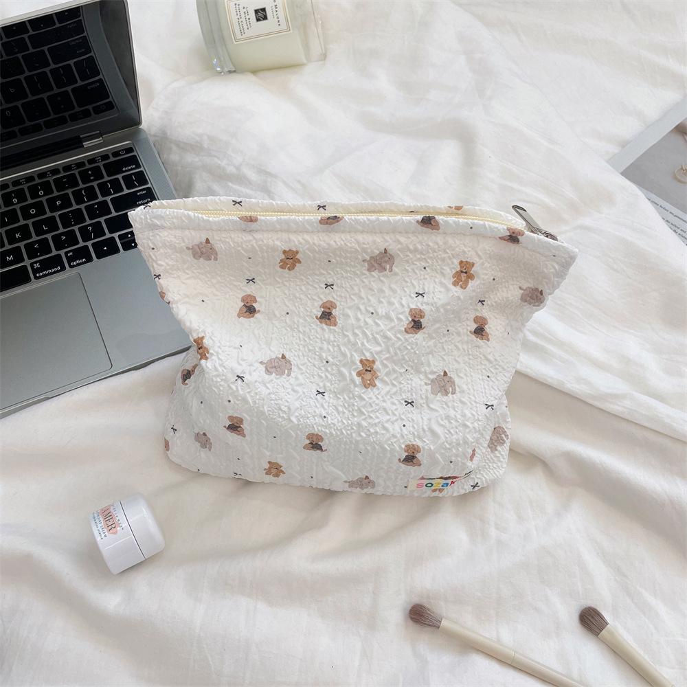 Embossed Cartoon Cosmetic Bag - Portable, Large Capacity Travel Toiletries & Skin Care Storage Bag.