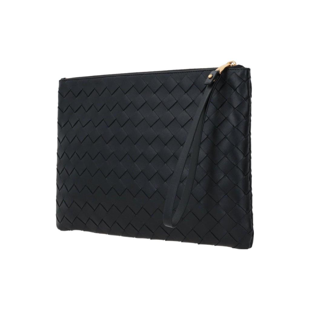Bottega Veneta Woven Fringe Lambskin Clutch Women Clutch Black 749922VCPP38425