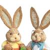 1 Pair Artificial Woven Figures Animal Model Sculpture Standing Statue Doll for Office Easter