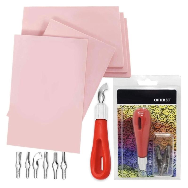 Rubber Stamp Making Kits Carving Rubber Stamp with Cutter Tool Carving Starter Tool Kits for DIY Printmaking Printings