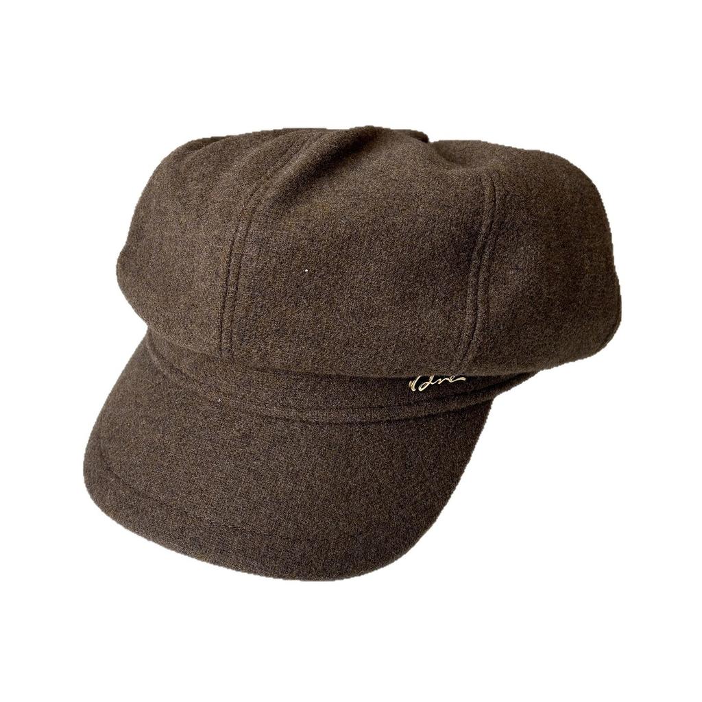 British Style Retro Versatile Octagonal Hat Women'S Solid Color Casual Cap Literary And Artistic Warm Newsboy Hat