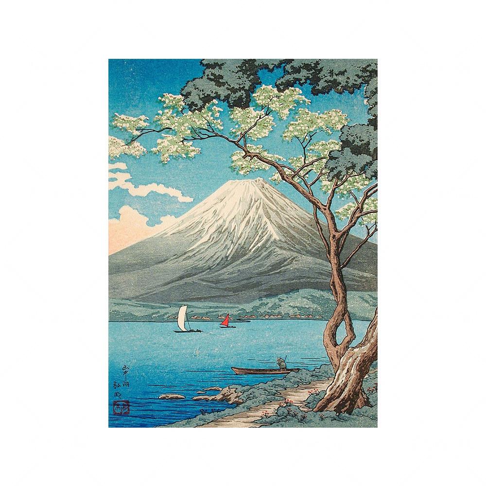 

Винтажный японский пейзажный постер и принты с изображением озера Фудзи, холст, живопись, период Эдо, настенные панно для декора гостиной 40x50cm No Framed