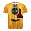 Summer Round Neck 3D Musical Instrument Print Top Fashionable Casual Short Sleeved Men's T-shirts