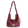 New Korean Shoulder Bag Pleated Large Capacity Lightweight Handbag Versatile Film College Style Plaid Bag Women