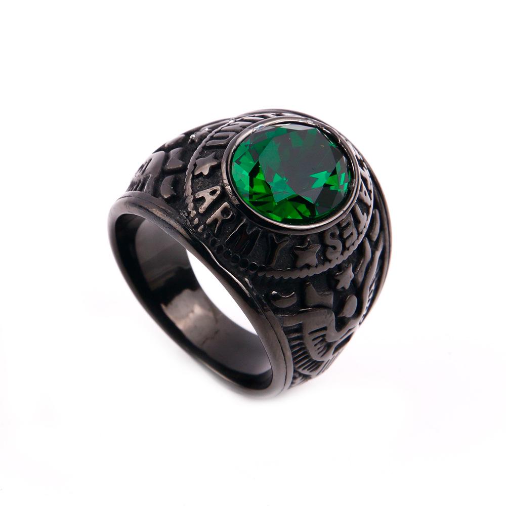 Retro Titanium Army Personalized Finger Ring