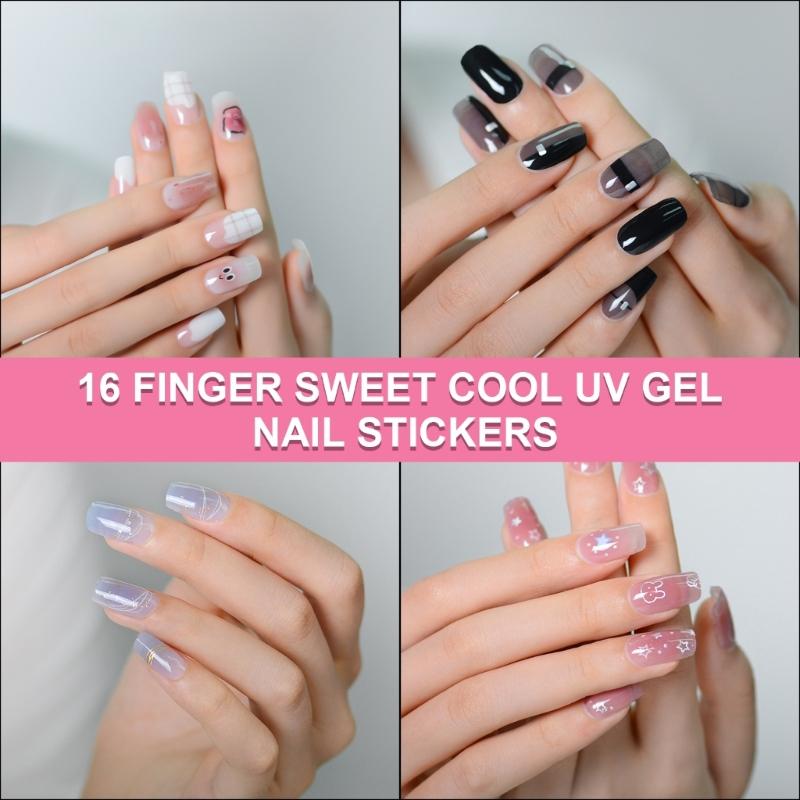 Blatt Halbgehärtete Gele Nagellack Streifen Klebende Gele Nagelkunst Aufkleber Langlebige Gele Nagelfolien Aufkleber Nagelaufkleber
