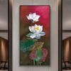 Abstract Flower Picture Canvas Painting New Chinese Golden Luxury Lotus Posters and Prints Wall Picture for Porch Home Decor