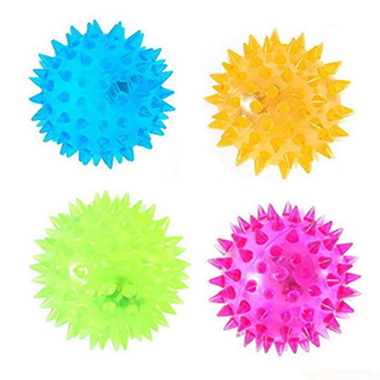 Bouncing Light-Up Ball Spiky Rubber Sensory Toy with Flashing Colors Cat Dog Chewing Toy Teeth Cleaning Thorn Balls