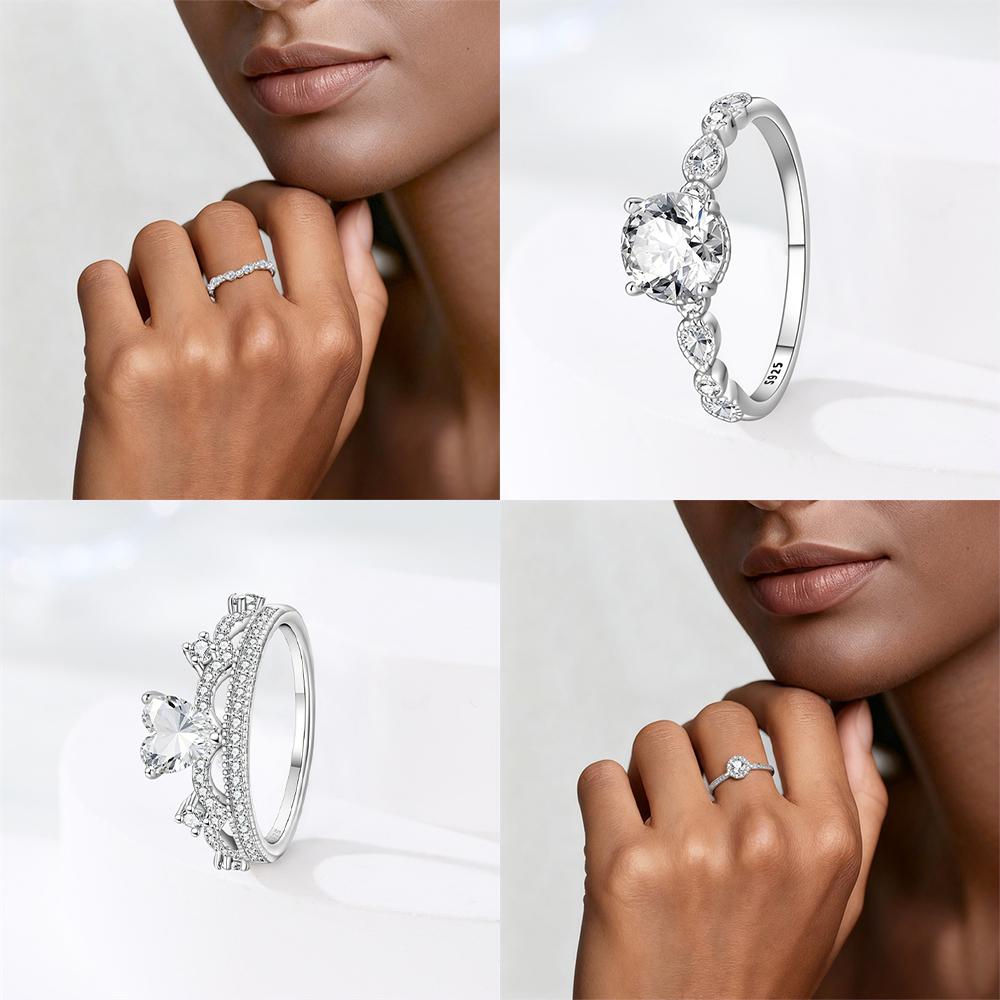 Authentic Ring copper White Heart Zircon Ring Exquisite Teardrop Womans Open Ring Anniversary Fine Gift Accessory