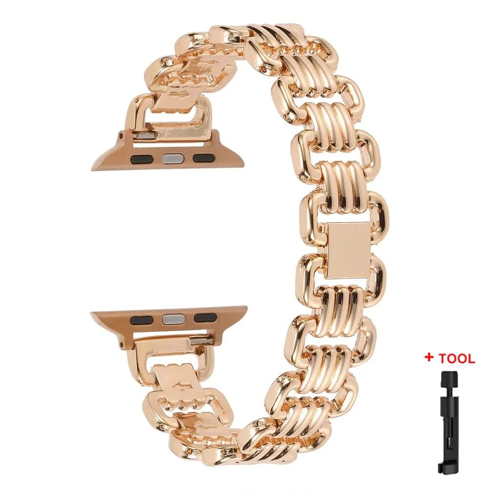 Luxury Chain Strap for Apple Watch Band Series 10 9 8 7 6 5 4 3 2 se Metal Bracelet IWatch Ultra 49mm 46mm 42mm 44mm 40mm 38mm