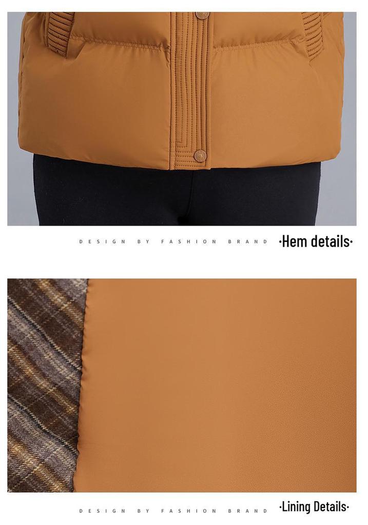Elegante Giacca in Cotone a Quadri per Donne di Mezza Età e Anziane - Corta, Calda, con Collo Rialzato Cappotto Invernale