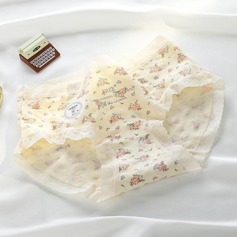 Damen Dreieck Unterwäsche Blumen Unterwäsche Damen Baumwolle Antibakterieller Schritt Damen Unterwäsche