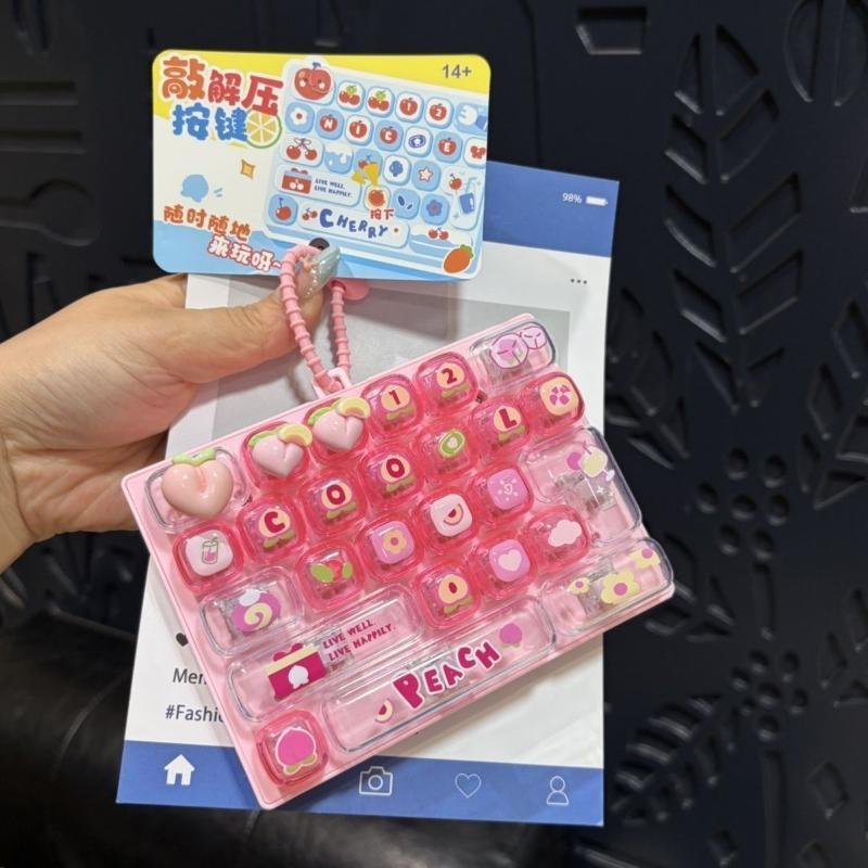 Cute Cherry Themed Fidget Keyboard Toy Stress Relief Lovely Cartoon Prints For Relaxation Office Leisure Teen Gifts
