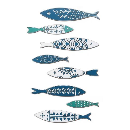 Yousheng 8 шт. Рустикальное Дерево Рыба Настенное Искусство Пляжное Морское Настенное Украшение Океанская Рыба Настенная Скульптура для Дома Ванной Комнаты Спальни Дома у Озера Sets