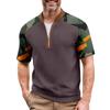Men's Summer Camouflage Color Casual T-shirt Sports Breathable Zipper Collar Top