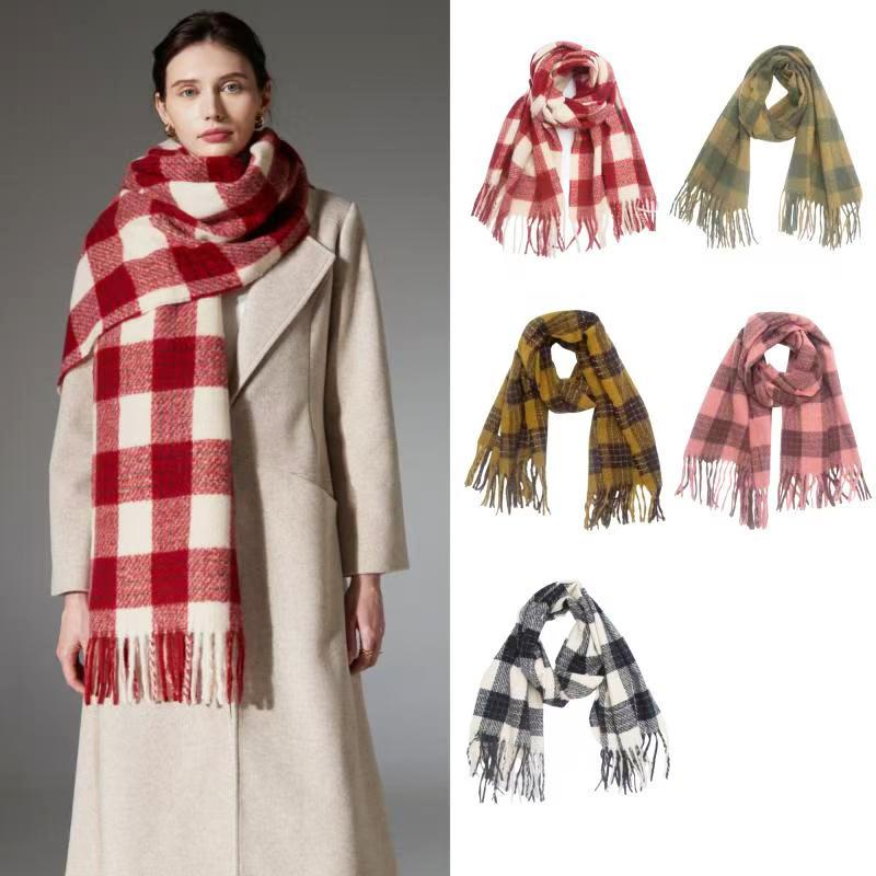 New Autumn and Winter High-end New Widened and Thickened Plaid Imitation Cashmere Scarf, Scarf, Warm Shawl