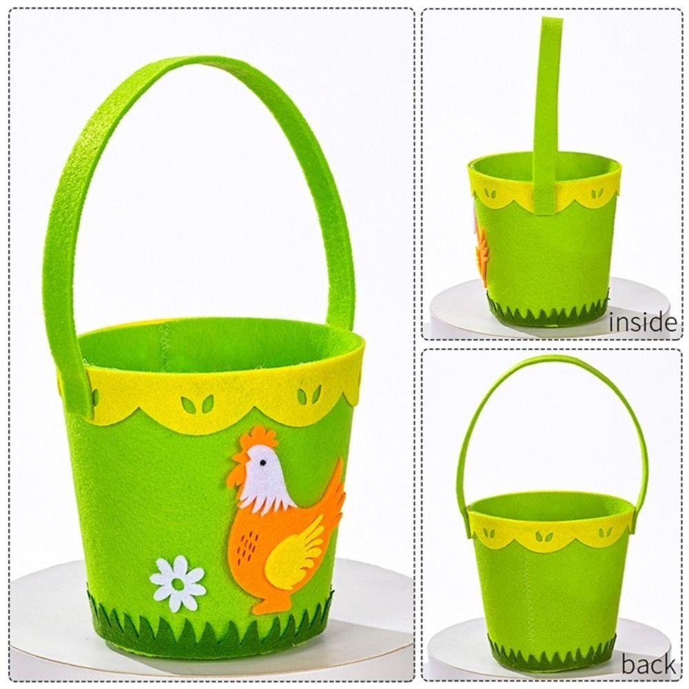 Cartoon Easter Felt Basket Colorful Chicken Egg Hunt Basket Easter Candy Gift Bag Children Gifts