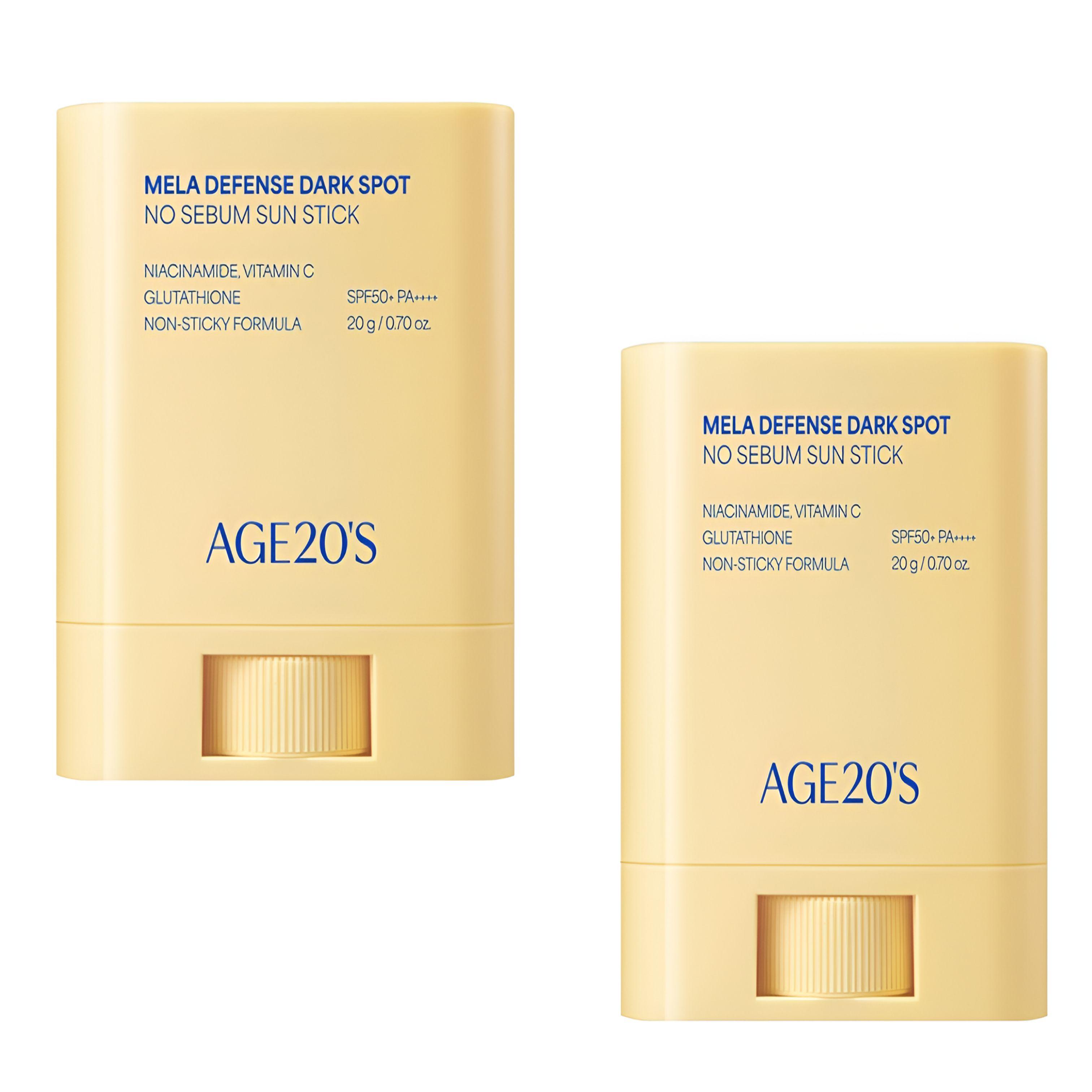 AGE 20 s Mela Defense No-Sebum Sun Stick SPF50+ PA++++ Duo Set (20g × 2)