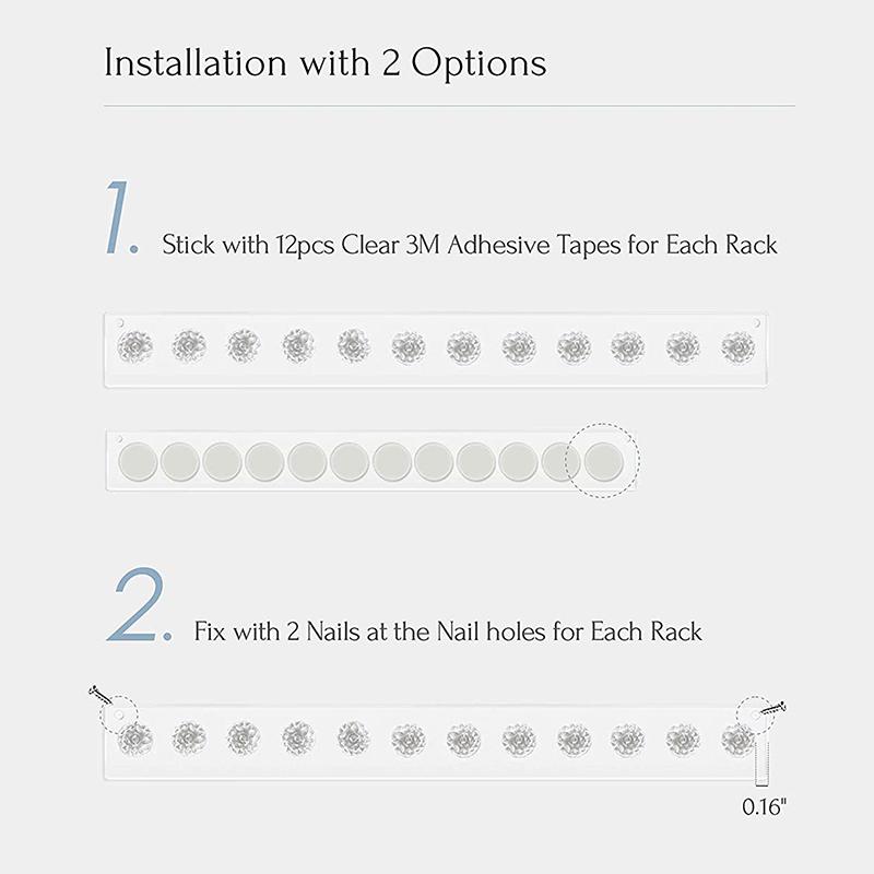Estante de almacenamiento de joyas de acrílico transparente Soportes de joyería para montaje en pared Organizadores Almacenamiento y organización para el hogar