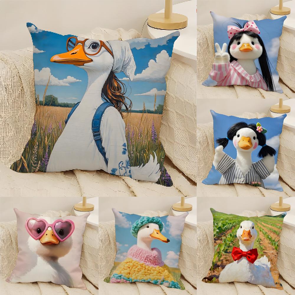 2 Funny And Cheerful Duck Pattern Pillow Case Home Living Room Decoration Linen Pillowcover Pillow Cases Cushion Cover