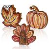 Thanksgiving Centerpiece for Dining Table 3Pcs Wooden Block Signs, Fall Pumpkin Turkey Maple Leaf Tabletop Rustic Autumn Tiered Tray Accents