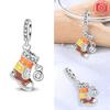 Original Copper Red Santa Claus Pendant Blue Bell Winter Socks Beads Fit Bracelet Diy Jewelry Fine Gift Accessory Making
