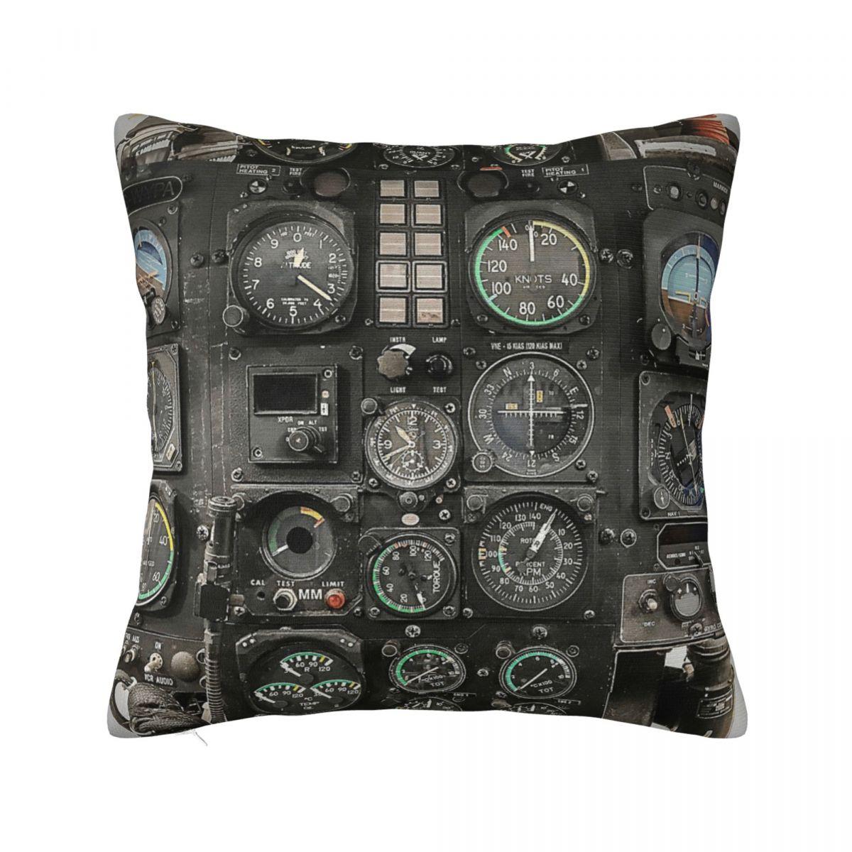 Aviation Helicopter Cockpit Instrument Square Pillowcase Pillow Cover Cushion Decor Comfort Throw Pillow for Home Bedroom 30x30 cm 12x12 in