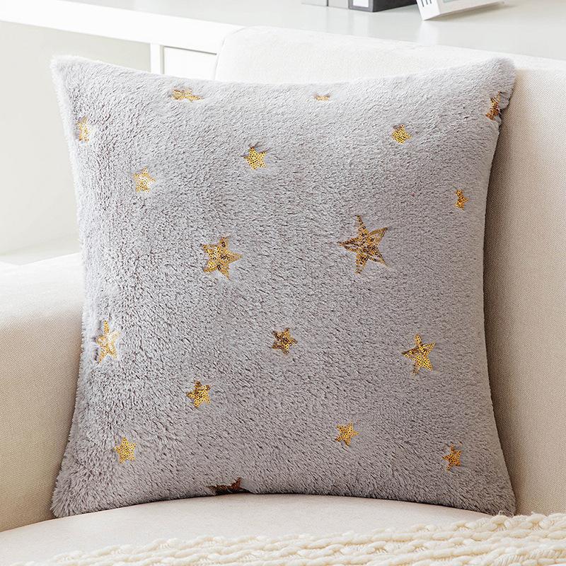 New Plush Sequins Star Pillow Valentine's Day Ins Embroidered Bunny Feather Sofa Pillow Living Room Sofa Pillow Cover