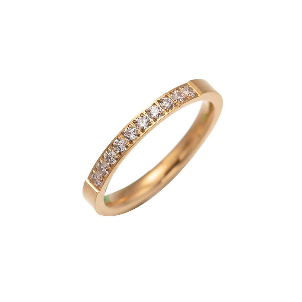 Titanium Steel Ring With Geometric Design And Zircon For Womens Fashion Jewelry Size6