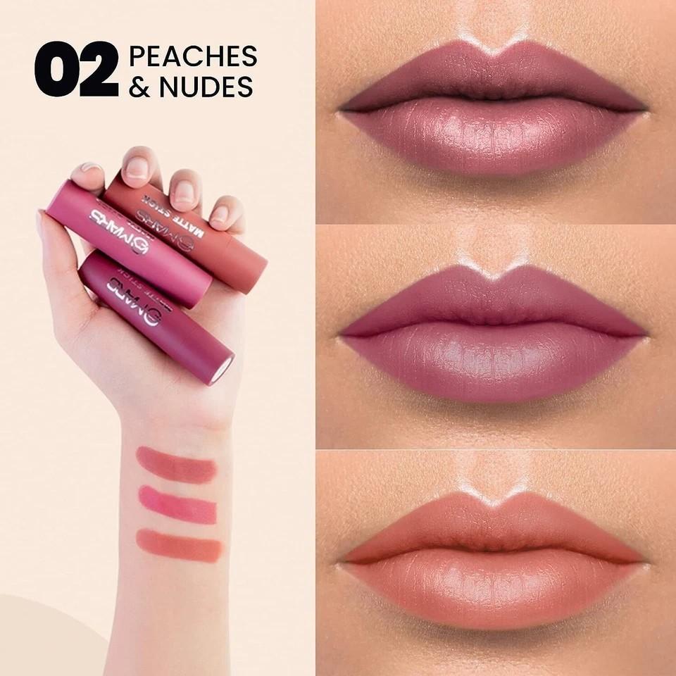 Mars Matte Box Set of 3 Lipsticks 3x3.2 gm - 02 Peaches & Nudes
