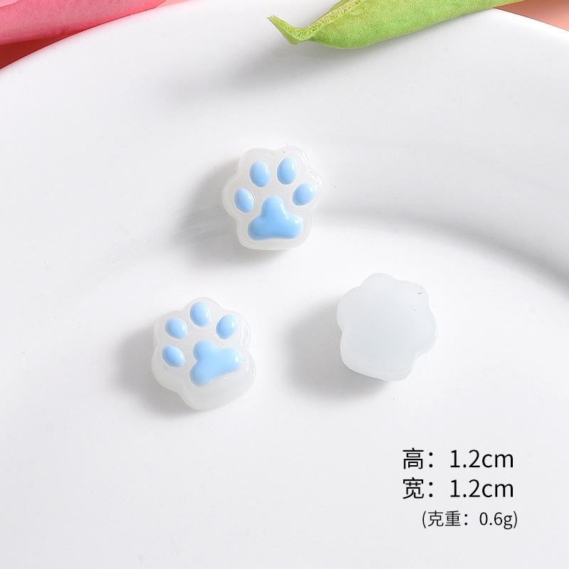 10Pcs Cartoon Cat Claw Flat Bottom Resin Accessories DIY Materials Phone Case Accessories Hair Clip Materials Bead Decorat