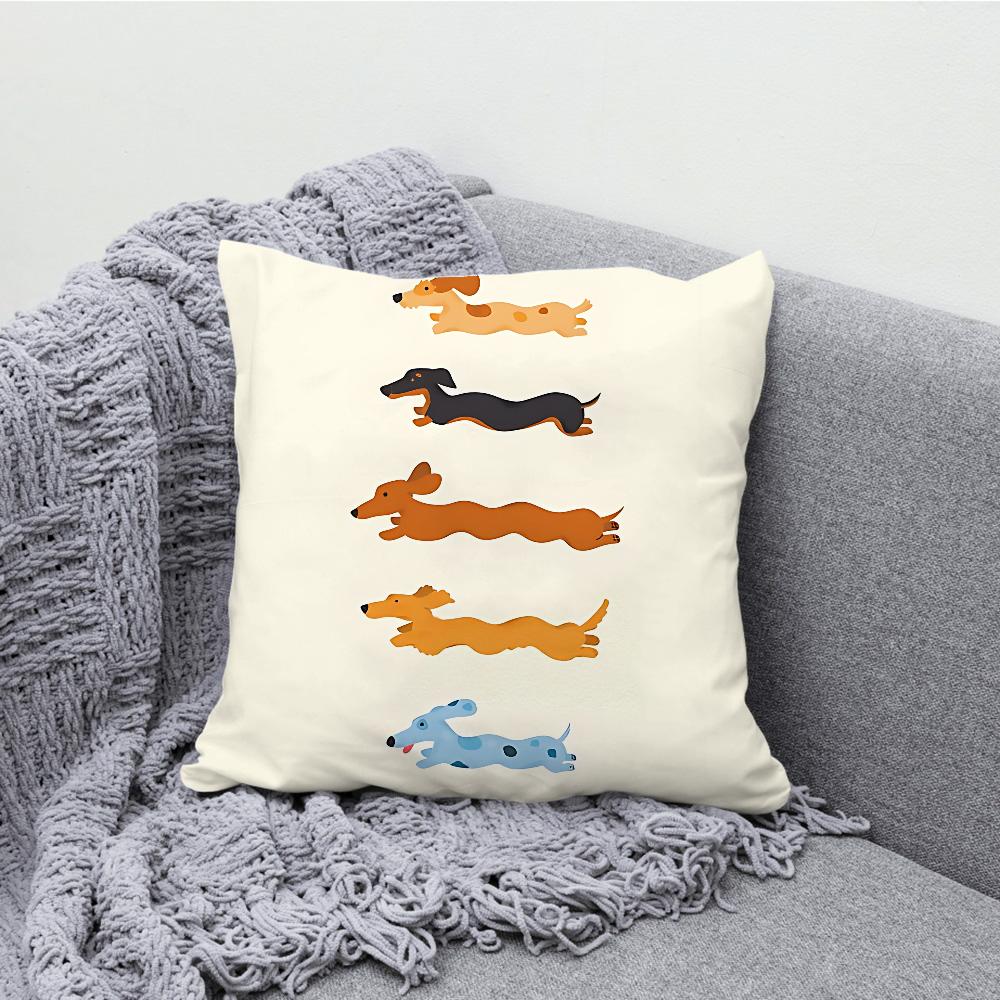 Lovely Dachshund Dog Cartoon Pillow Case Soft Cushion Cases for Farmhouse Sofa Decor Home Decorations and Protector Pillow Case