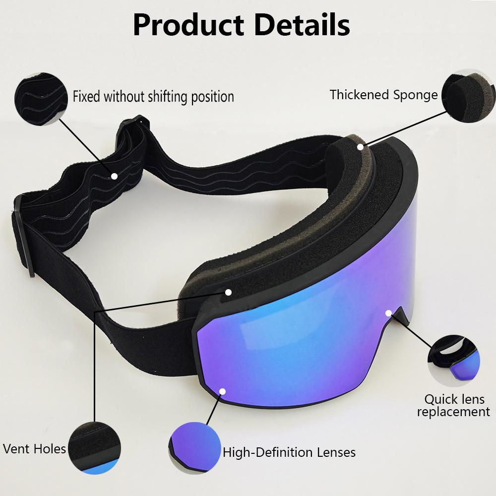 New ski goggles equipment, large cylindrical lens goggles, double-layer anti-fog, for mountaineering and snow activities, suitable for nearsighted