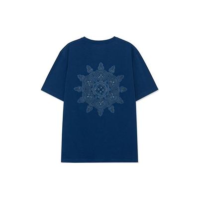 Li Ning Sports Basketbal Serie Bedrukt Logo Ronde Hals Korte Mouw T-shirt Heren Tops Blauw AHSR923-2