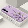 Floral Print Soft Matte Case Cover For Samsung S25 Ultra S24 FE S23 A56 A36 A16 A55 Lens Protection TPU Lanyard Shockproof Silicone Slim Phone Shell