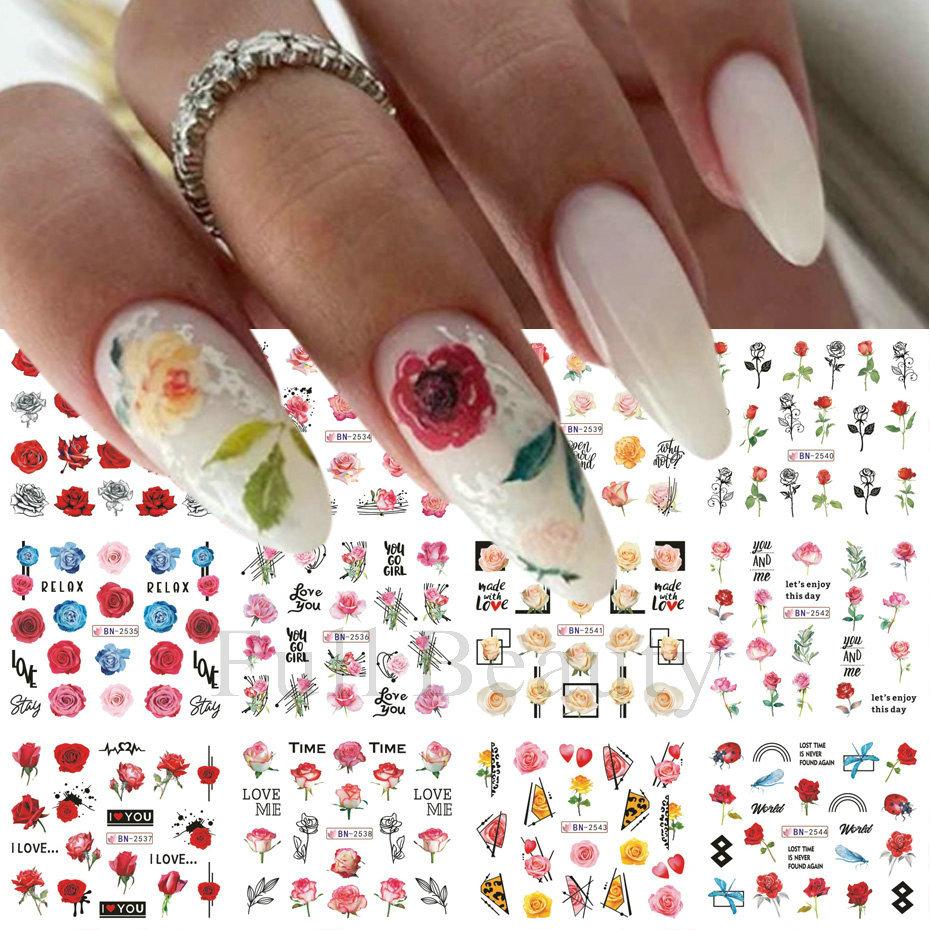 Nail Art Stickers Ins Spring And Summer Flower And Grass Series Zou Ju Flower Watermark Nail Stickers