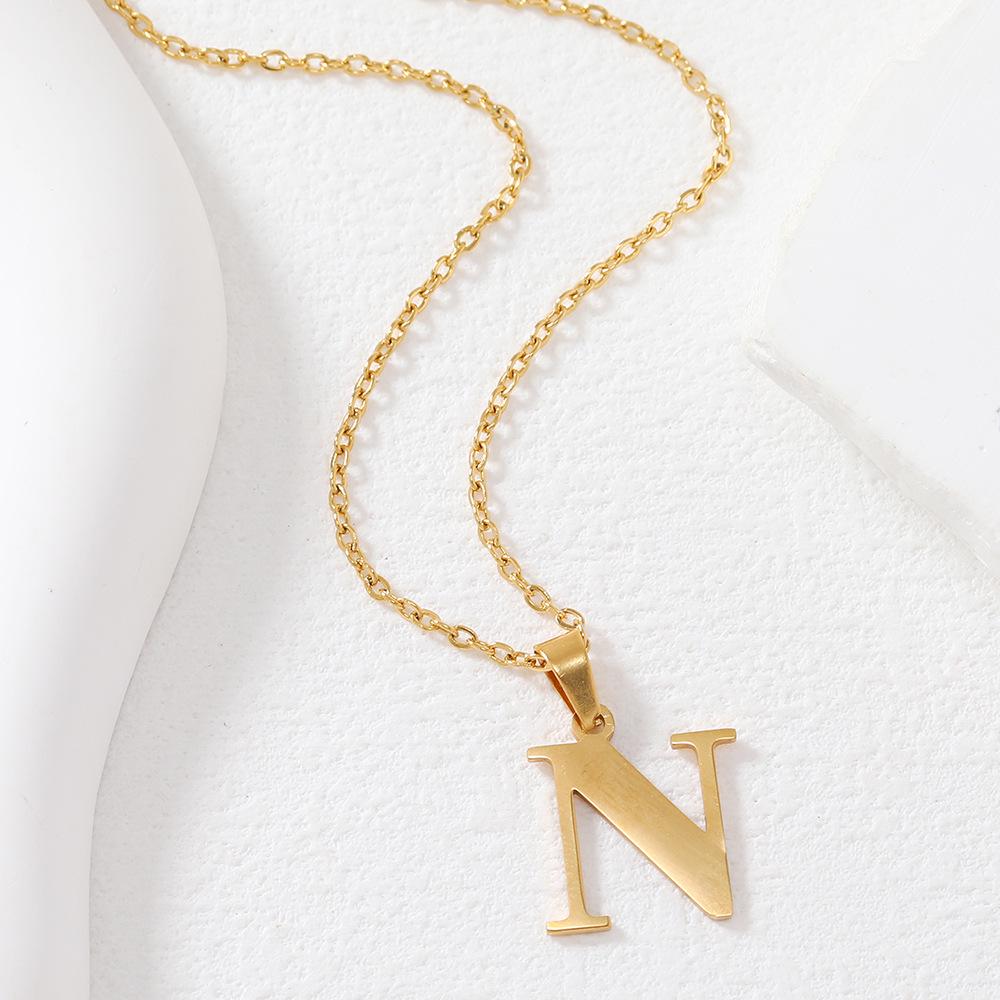 Polished Stainless Steel Alphabet Necklace - Women's Daily Wear Clavicle Chain