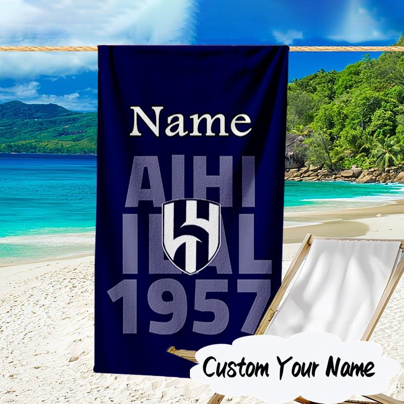 Custom Name Al FC Crest Microfiber Beach Towel Super Soft & Absorbent for Bath, Beach, Travel Bath Time Accessory, Fan Gifts