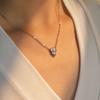Trendy Elegant Shiny Gold Plated 6x9mm Pear & Round Cubic Zirconia V-Neck Collarbone Chain Teardrop Pendant Necklace for Women