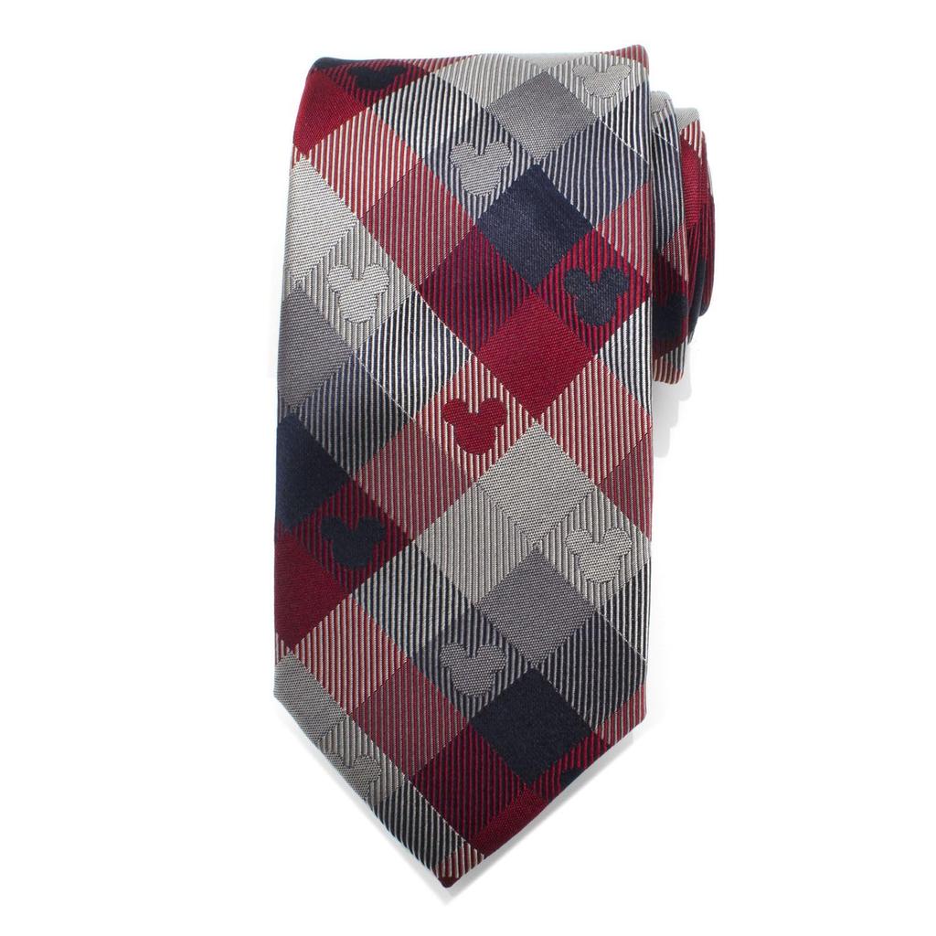 Cufflinks Mickey Mouse Red and Blue Plaid Tie (dn-mpld-rwb-tr)