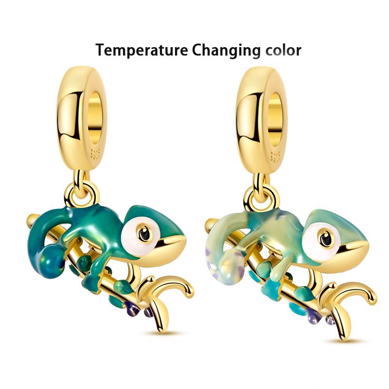 Golden Series Diy Clip Charms Beads Original Fine Copper Inlaid Sun Poodle Dog Bow Safety Chain Fit Bracelet Jewelry Marking