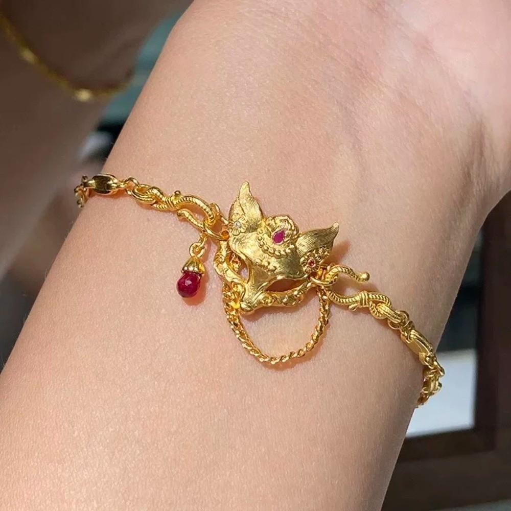 Exquisite Chinese Style Necklace Elegant Handmade Bead Bracelet Vixen Mask Bracelet  Decoration