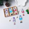 New Colorful Wooden Nutcracker Small Soldier Pendant Christmas Scene Layout Model Decoration Party Supplies Gift 9pcs/Set Box