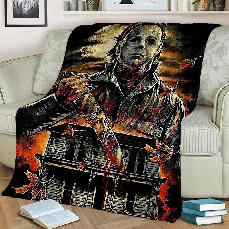 HD Horror Movie Game Halloween Gift Blanket Michael Myers Sofa Bed Decor Warm Flannel for Outdoor Picnic Car