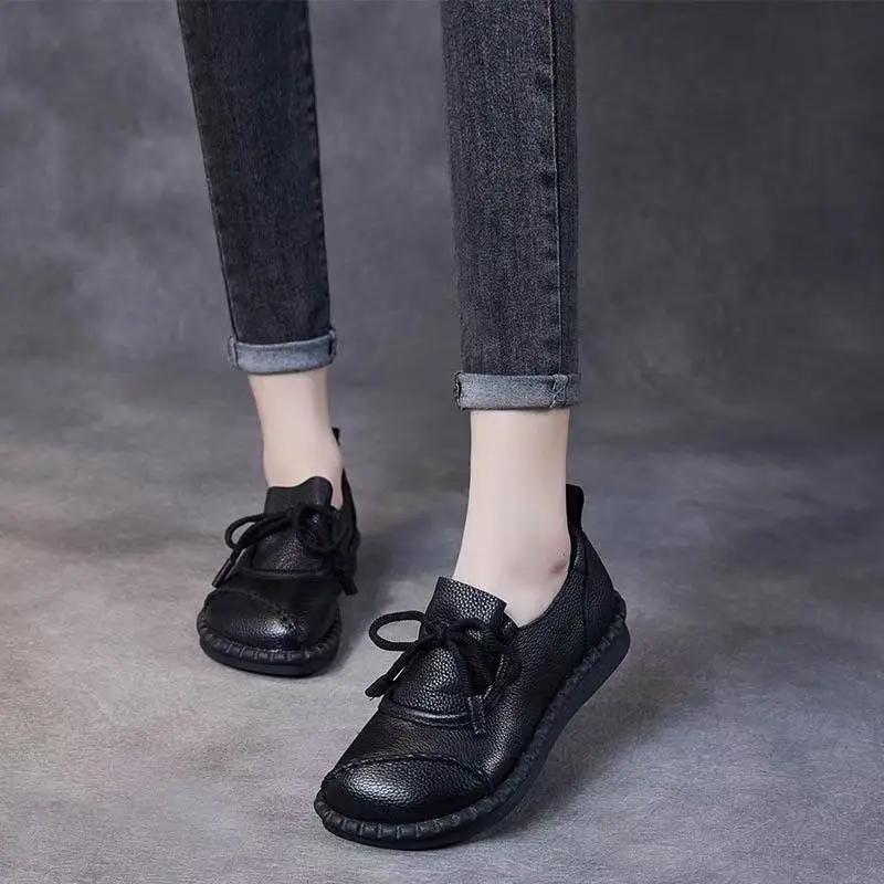Soft-Skinned Soft-Soled woman Middle-Aged And Elderly Flat-Heeled Comfortable Shoes In New Small Ultrathin PU aterial Shoes