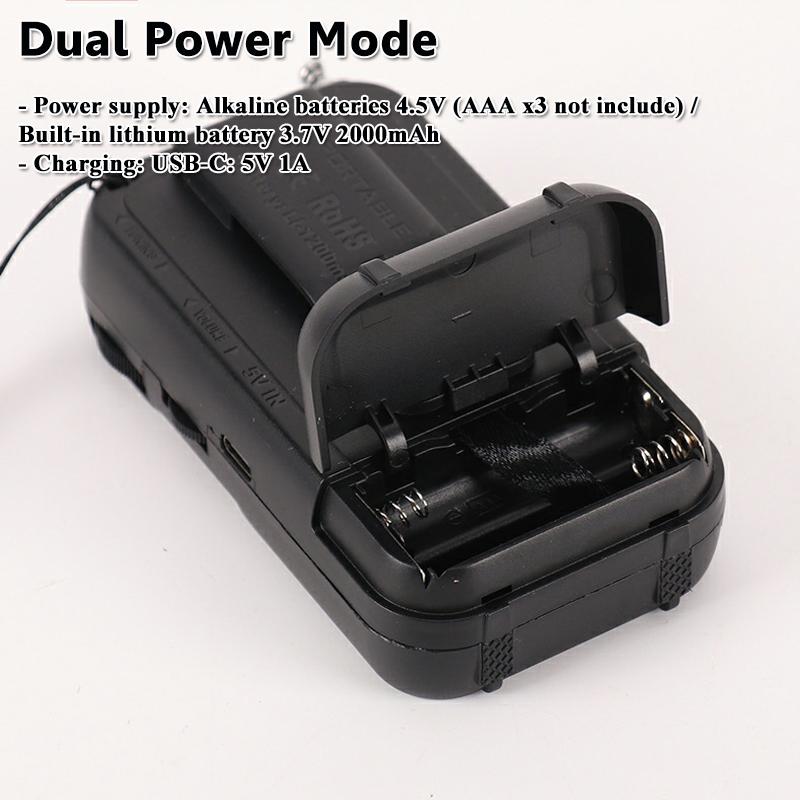 Mini Portable Pointer FM AM Radio LED Flashlight Stable Signal DSP Radios Rechargeable Bluetooth Speaker Earphones Listening Ra