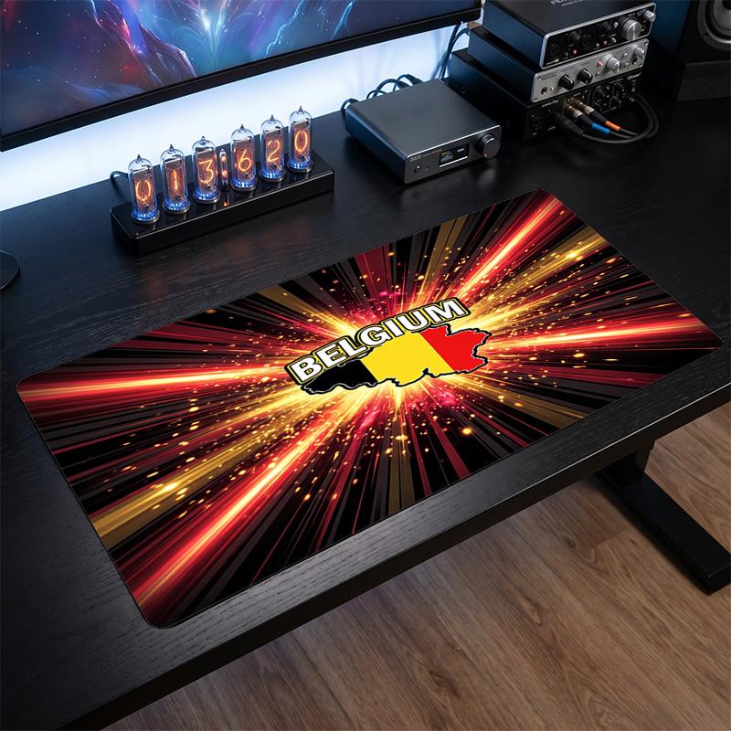 Belgium Football Crest Mouse Pad, Extended Non Slip Rubber Desk Mat for Gaming Office Laptop Fan Gift