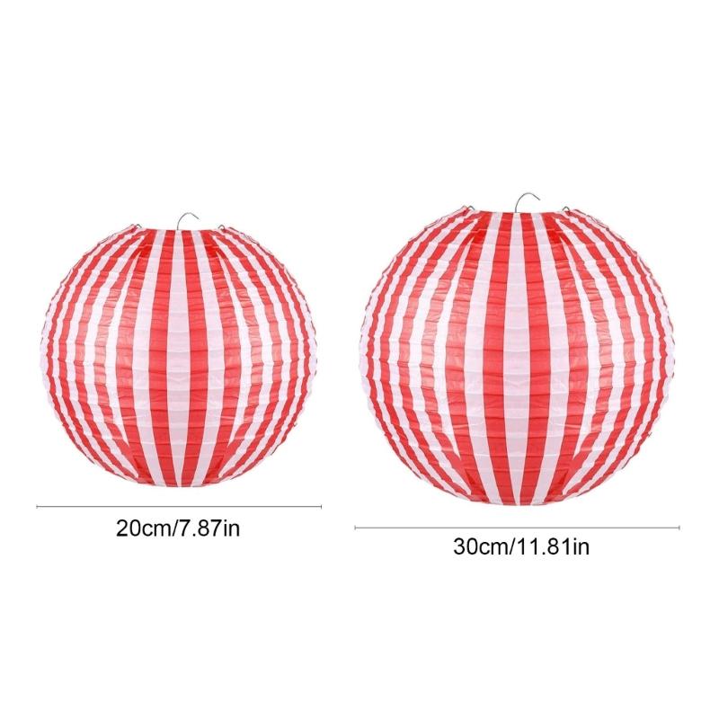 6PCS Color Striped Paper Lanterns For Party Decorations And Festival Celebration Easy Assembly And Reusable